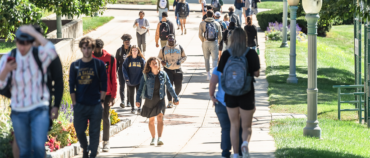 students out on campus