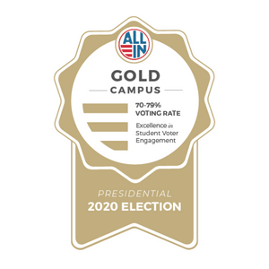 Image of La Salle's gold seal from the ALL IN Campus Democracy Challenge.