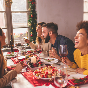 Image of friends enjoying a holiday meal.