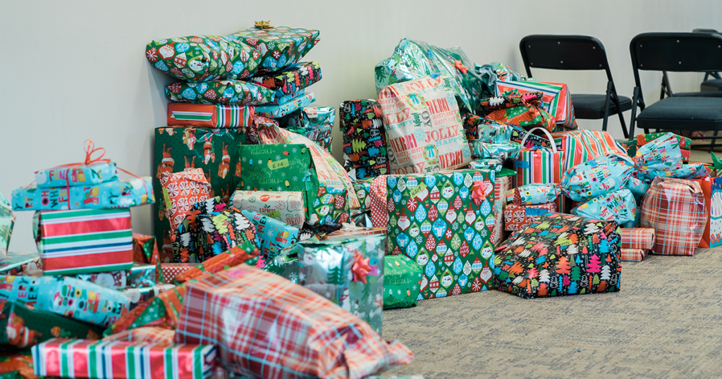 A stack of presents.