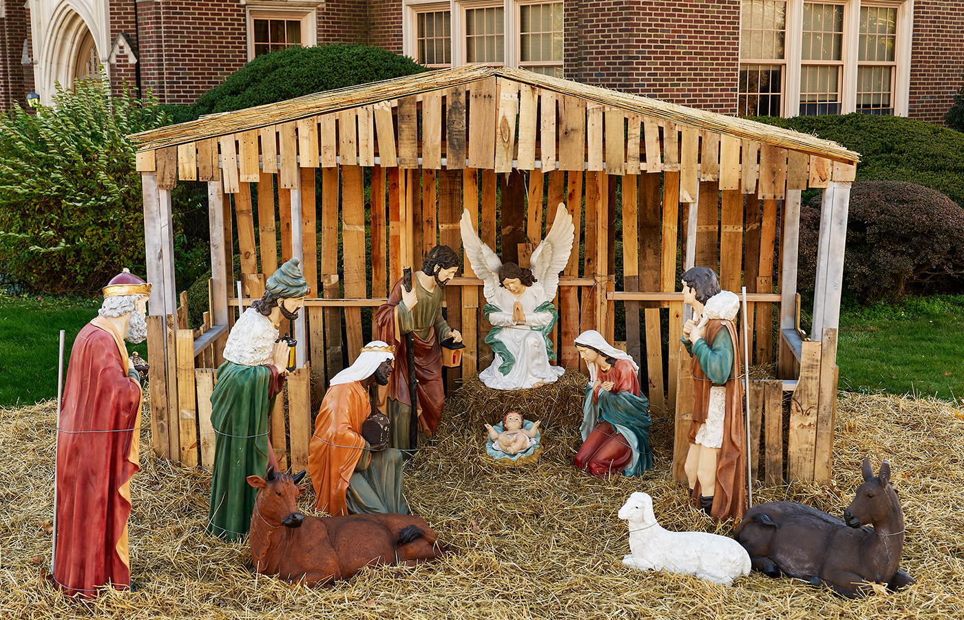 Nativity Set in front of College Hall on La Salle's campus
