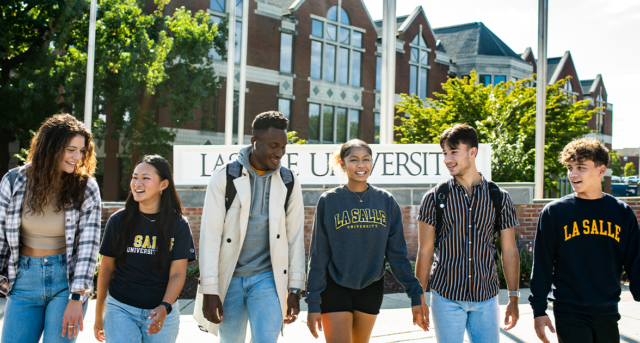 Students walking on campus