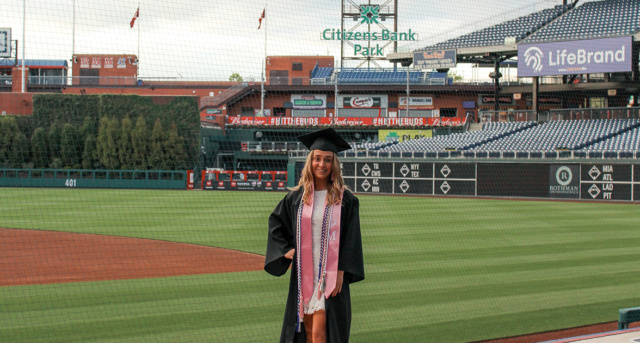 Melisaa Olimpo, ’23, in Citizens Bank Park