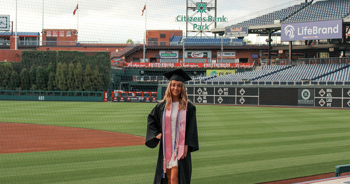 Melisaa Olimpo, ’23, in Citizens Bank Park