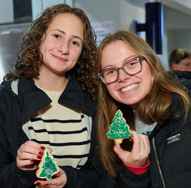 Students make crafts at the Holiday Village