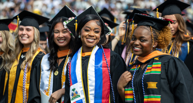 Students smile during Commencement Ceremony