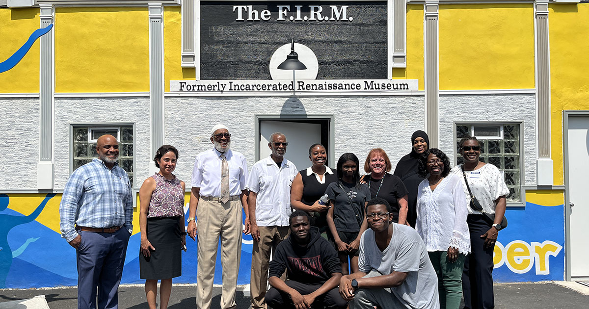 Senator Art Haywood and students from Building 21 high school with representatives from Philadelphia Youth Network, the Nonprofit Center at La Salle University and Why Not Prosper at a worksite visit this summer.