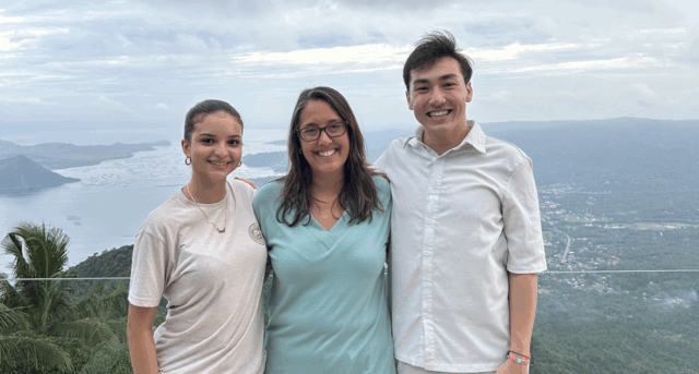 Picture from right: Genesis Delgado-Santiago, '27, Alisa Macksey, vice president of mission, diversity and inclusion at La Salle, and Kenny Lynch, '27.