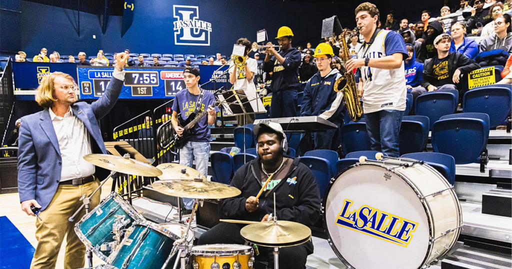 La Salle's Pep Band at the first game of the 2024-25 season.