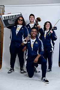 Members of La Salle's Pep Band on Media Day.