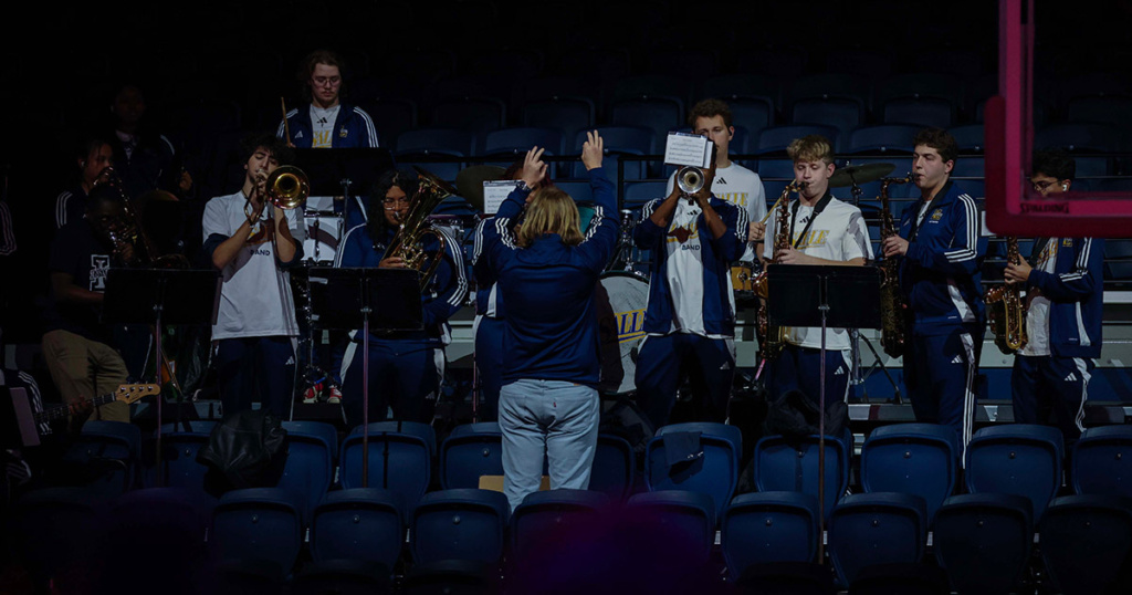 La Salle's Pep Band at a game in the 2025-26 season.