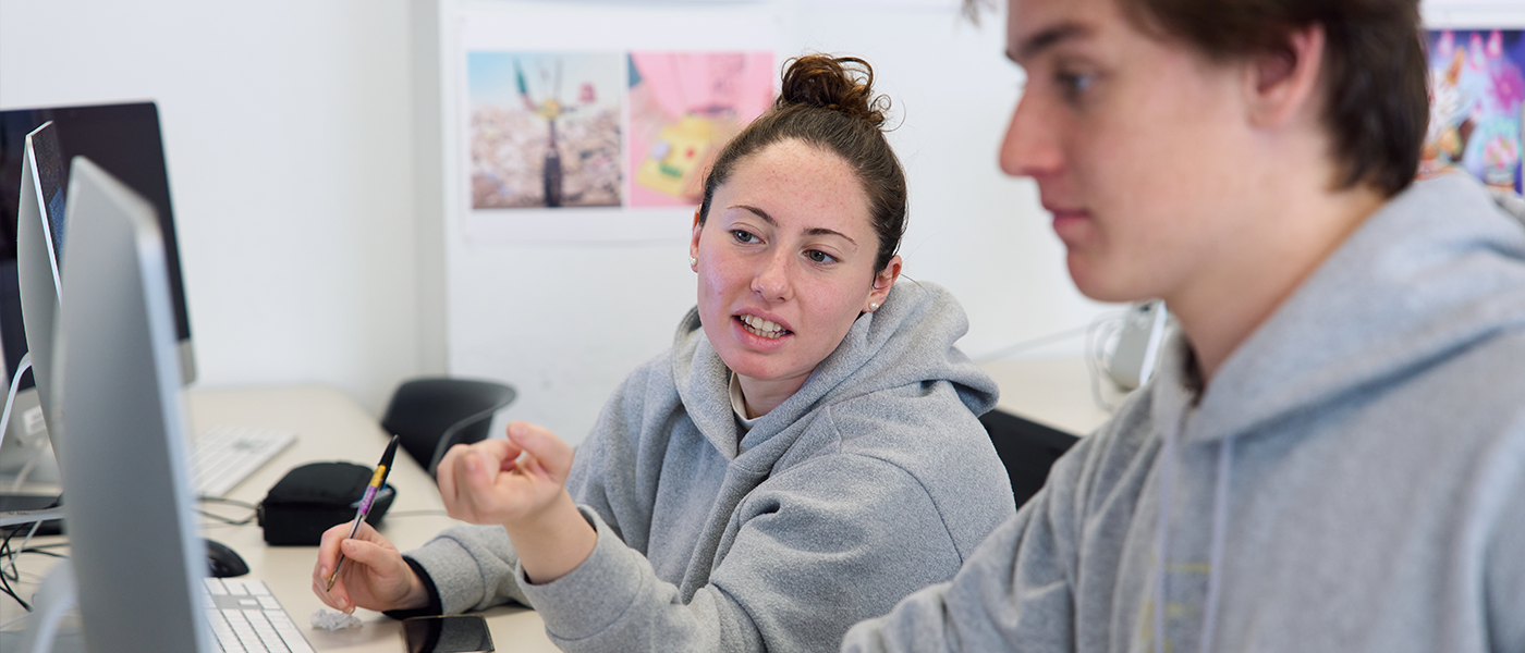 Students working in a computer lab
