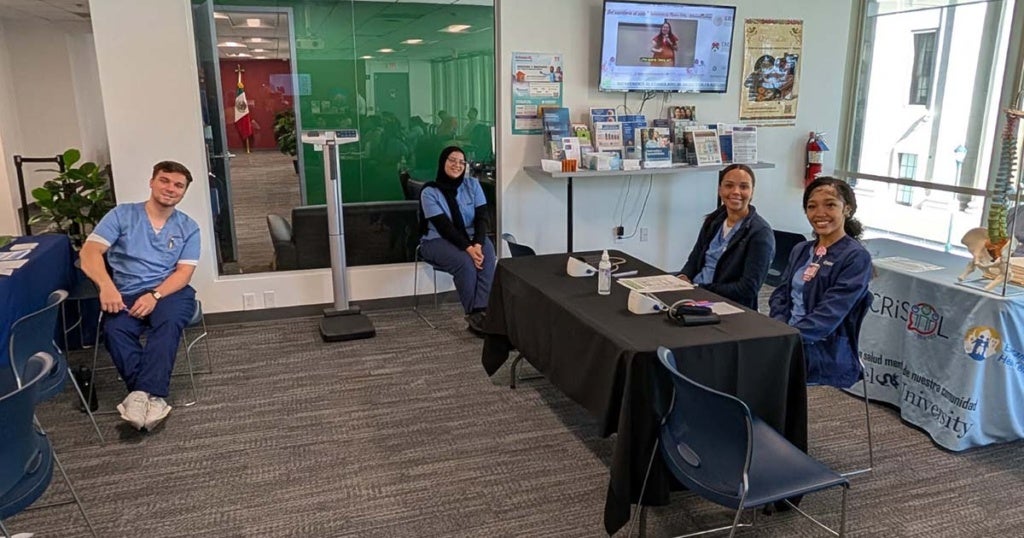 La Salle nursing students during clinicals at the Mexican Consulate.