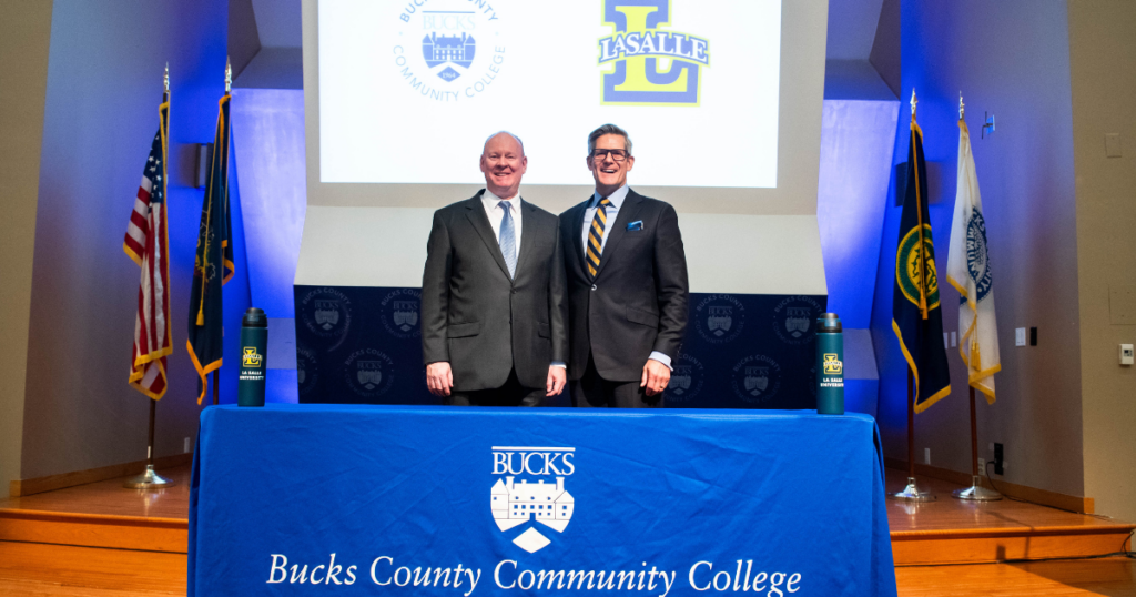 Presidents of Bucks and La Salle pose for a photo