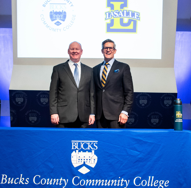 Presidents of Bucks and La Salle pose for a photo