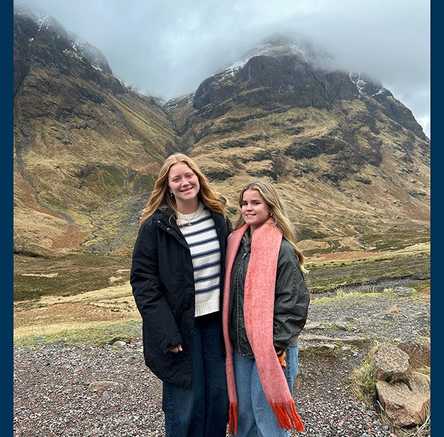 Rose Schankweiler, '27, (left) and Sydney Reed, '27, in the Scottish Highlands.