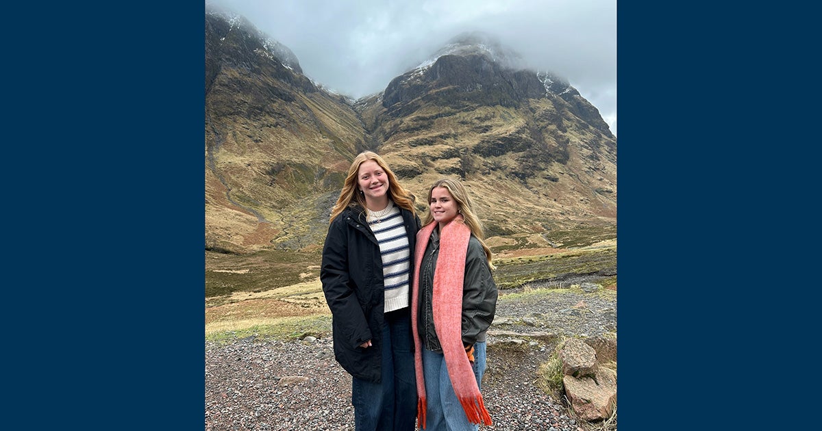Rose Schankweiler, '27, (left) and Sydney Reed, '27, in the Scottish Highlands.