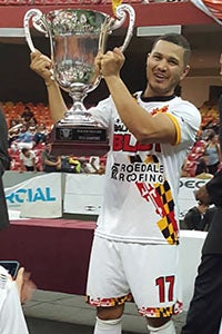 Jeremy Ortiz, '08, playing for the Baltimore Blast.