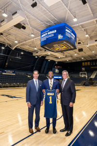 Atlantic 10 Commissioner Dan Leibovitz, Vice President of Athletics & Recreation and Director of Athletics Jarett Gerald and La Salle President Daniel J. Allen, Ph.D.