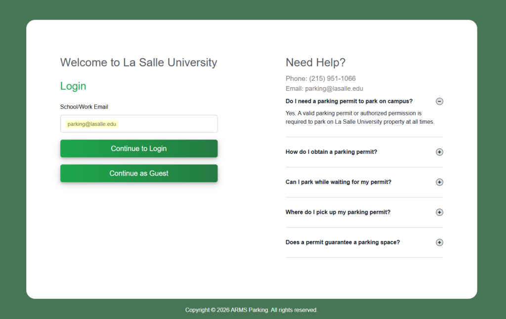 parking permit login