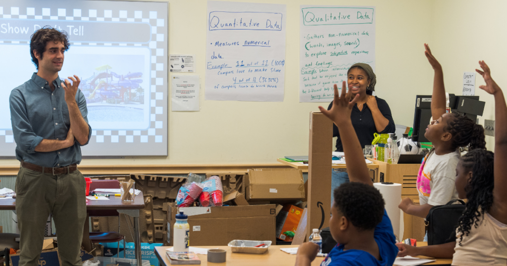 Graduate students teaching campers