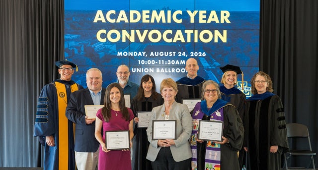 From left: Daniel J. Allen, Ph.D., Greg Fala, '04, M.S. '08, Gabrielle Lemmo, Mike Nielson, Katie Bogle, Ph.D., Penny Grob, Brian Wyant, Ph.D., Rosemary Barbera, Ph.D., Nancy Franke, Ph.D., Lisa Jarvinen, Ph.D.