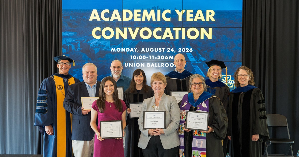 From left: Daniel J. Allen, Ph.D., Greg Fala, '04, M.S. '08, Gabrielle Lemmo, Mike Nielson, Katie Bogle, Ph.D., Penny Grob, Brian Wyant, Ph.D., Rosemary Barbera, Ph.D., Nancy Franke, Ph.D., Lisa Jarvinen, Ph.D.