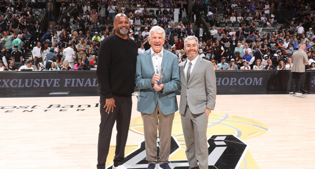 Paul Westhead (center) with NBCA executives. Courtesy of NBA Photos/Getty Images.