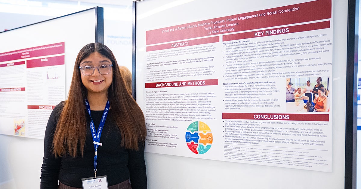 Yulisa Jimenez Lorenzo, '27, presents her research project completed as part of the IBX Foundation Nursing Internship Program.
