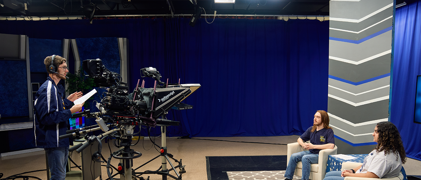 Students working the La Salle TV Studio